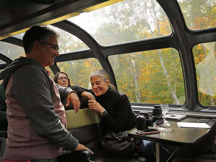 I ended up spending most of my time hanging out with my fellow travelers in the upper deck of the Skyline Car — the main community car for passengers.