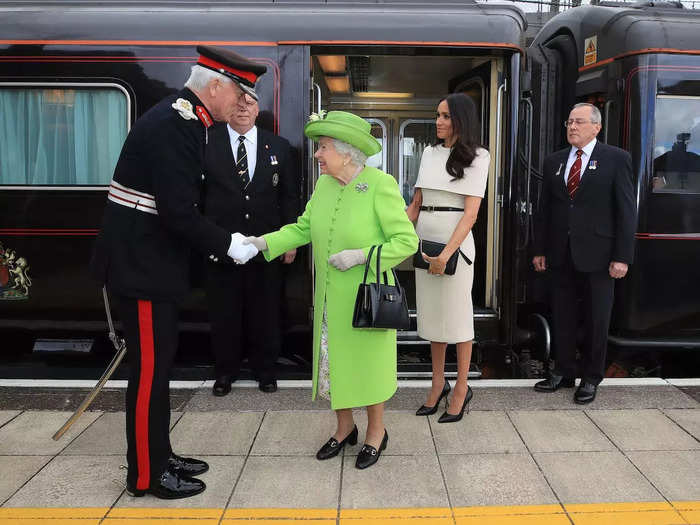 Meghan Markle also got to experience what it was like to travel with the Queen. In 2018, they took an overnight train to Cheshire before attending their first joint engagement together the next morning.