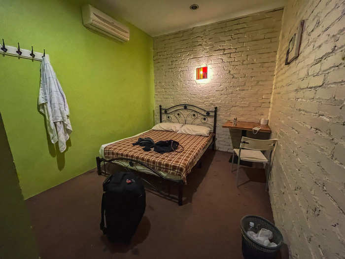 The private room cost around $10 a night. It was air-conditioned and had a double bed.