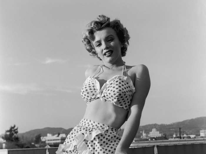 For a 1951 trip to the beach, Monroe was photographed in a polka-dot bathing suit.