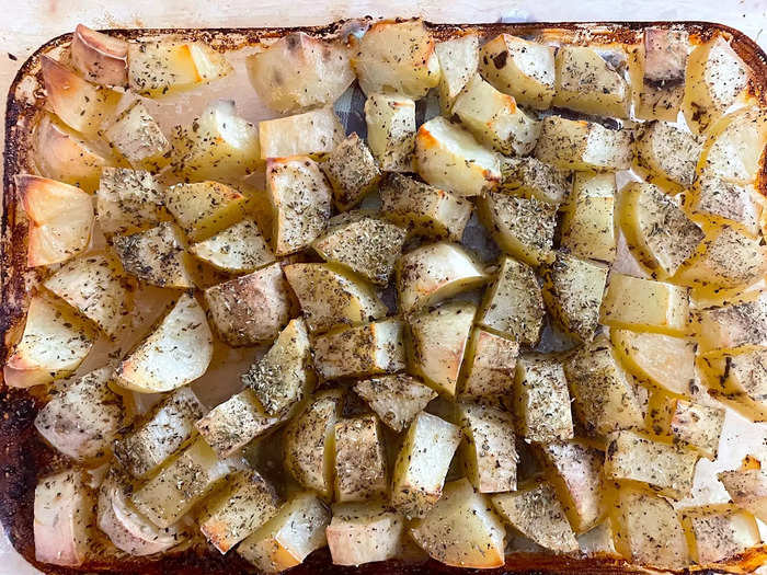 Your potatoes should come out looking crispy and golden.