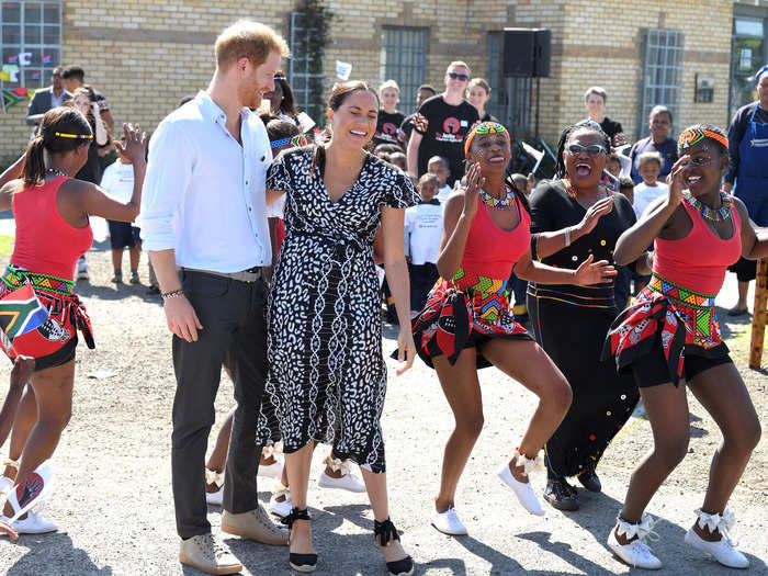 During their South Africa tour, Markle and Harry joined a dance group on September 23, 2019.