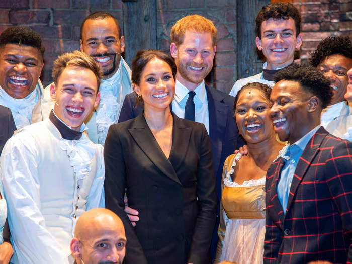 Markle called Harry "my love" when posing for a photo with the UK cast of "Hamilton" on August 29, 2018.