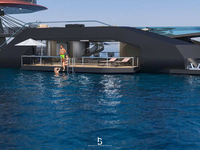 The superyacht can accommodate about 20 guests, as well as 20 crew members. It has 10 rooms, including an owner