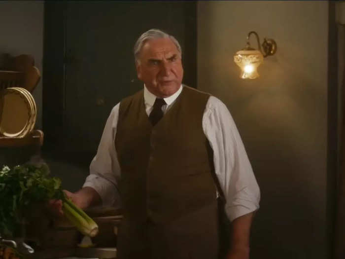 After being brought back into service during the first movie, Carson is back at Downton for the second film.