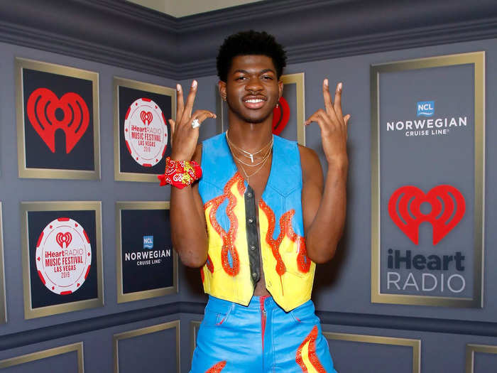 He brought the heat to the 2019 iHeartRadio Music Festival in a blue leather outfit complete with flames.