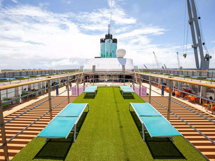 The 10-deck, 724-foot-long cruise ship is relatively small but still has all the amenities of a traditional cruise liner like restaurants, bars, a spa, and a theater.