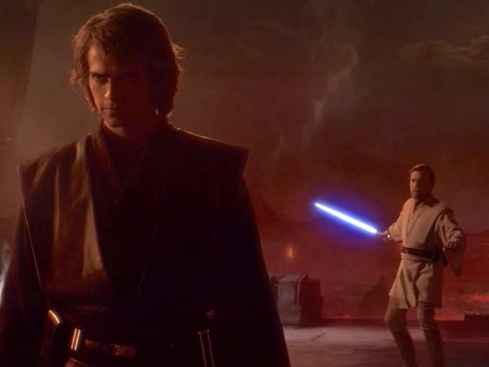 Obi-Wan tries to stop Anakin but ends up pushing him further to the dark side.