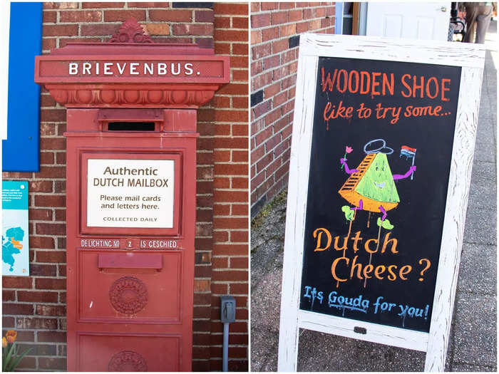 The gift shops had lots of cool details, like this authentic Dutch mailbox and this punny sign for a cheese tasting.