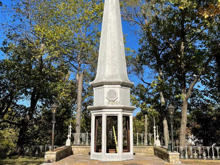 Guests can get married under the steeple, which is now a gazebo in the garden.