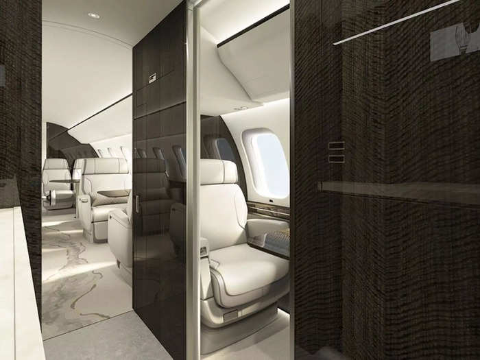 …a second lavatory, and a crew rest area that has a Nuage lounger, storage, and power ports. In total, the plane can carry up to 19 passengers.