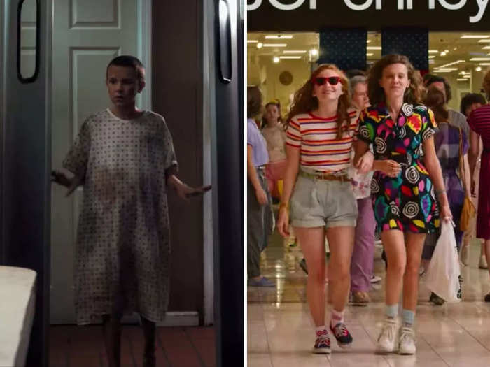 Eleven, also known as El, is usually seen wearing a mix of hand-me-downs and 