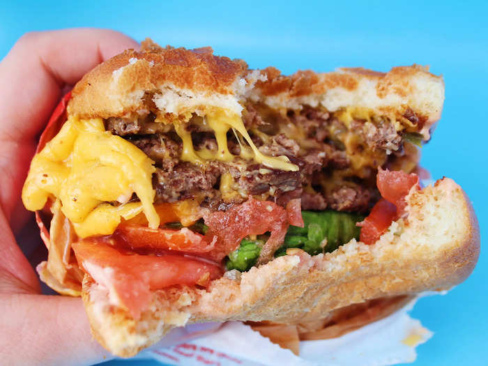 All of the elements of the burger were delicious, from the juicy beef patties to the layers of cheese and fresh lettuce and tomato.