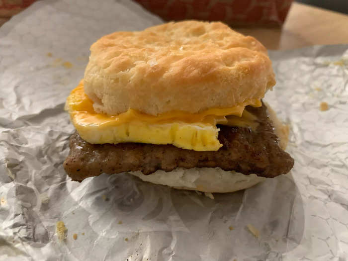 The sausage, egg, and cheese biscuit had a great, sturdy base.