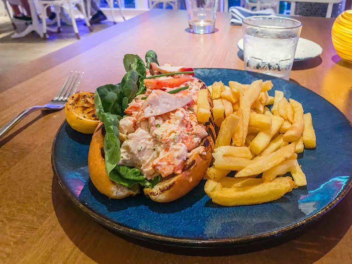 The lobster roll was fantastic — loaded with thick chunks of lobster, a nice grill on the bread, and fries on the side. It reminded me of similar meals I