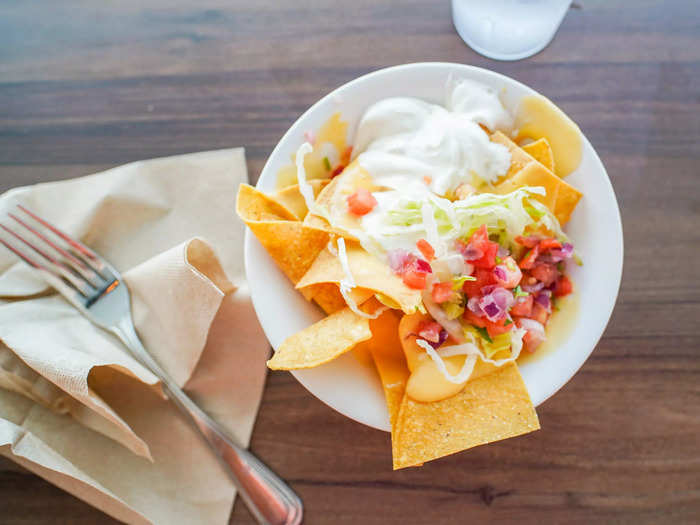 I grabbed a bowl of chips to make some nachos. I thought the queso was really good, and they had every topping I could want, satisfying my Tex-Mex craving on the ship.