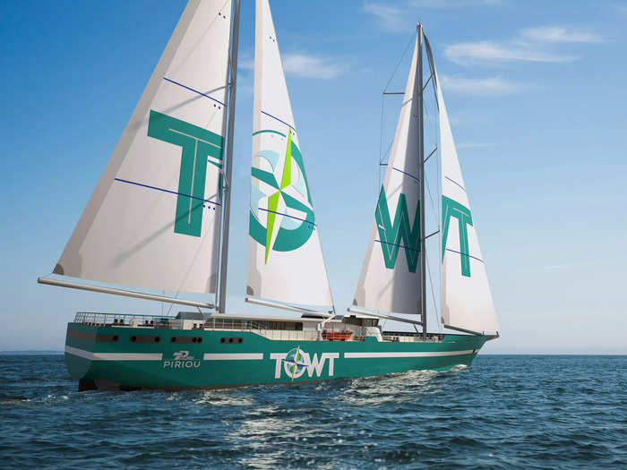 But after seeing the demand for carbon-free maritime shipping, TOWT made plans for a modern "cargo sailboat," pictured below. The first model is scheduled for a June 2023 launch.