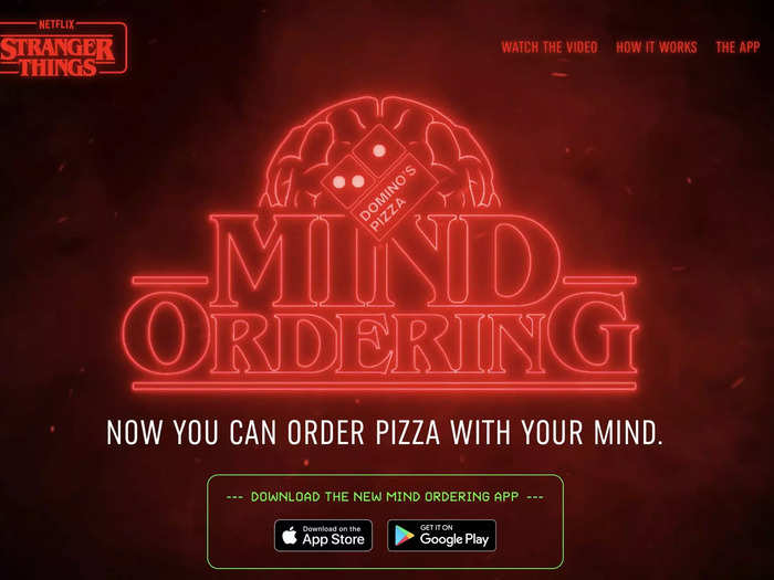 Perhaps to drum up interest in the show’s fourth season (its fifth will be its last) Domino’s and Netflix partnered to create an experience where you “order pizza with your mind.”