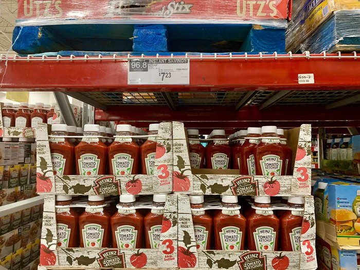 As for condiments, ketchup is about 10 cents cheaper per pound at Costco, and ranch dressing is nearly exactly the same at both stores.