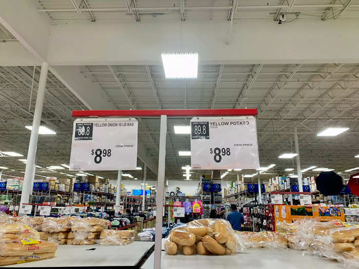 Potatoes and onions were both cheaper per pound at Costco, too.