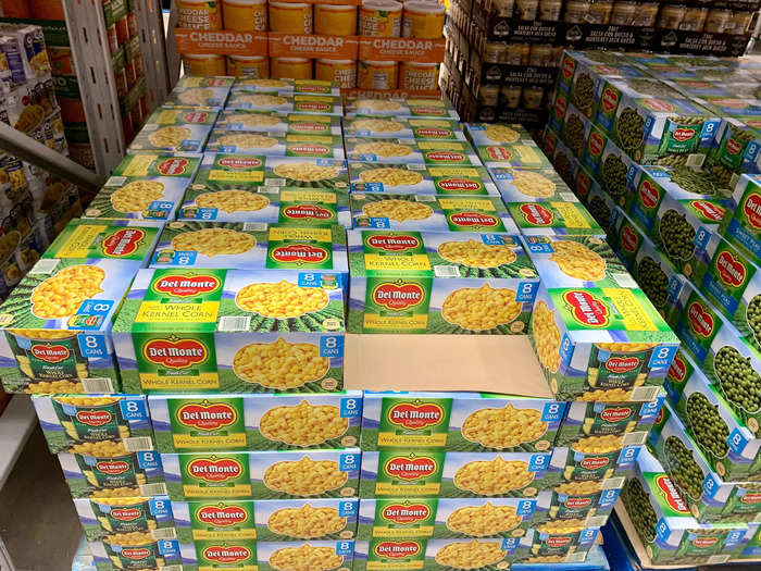 Other pantry staples are cheaper at Costco, like canned corn, which is 12 cents less expensive per pound at Costco.