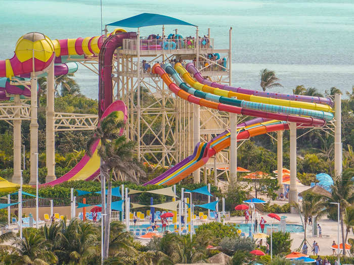 This area of the island hosts all the waterslides as well as the wave pool.