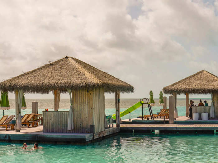 There are also over-the-water cabanas. They cost a whopping $1,100 to rent.