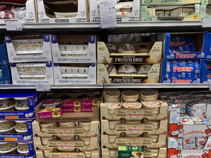 A few aisles of refrigerated shelves hold cheeses, butter, and all different kinds of dips and spreads.