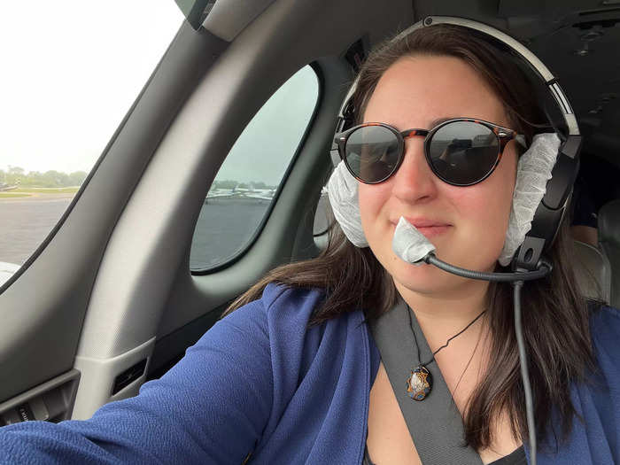 After completing the walk-around, we boarded the plane and I got to sit at the controls.