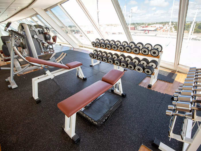 … and a mini fitness center to keep guests entertained at sea.