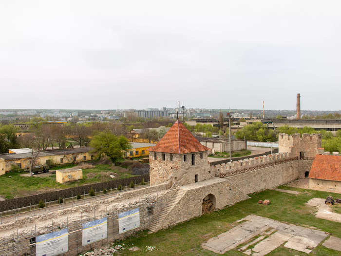 Military equipment can be see from a tower at the Ottoman-era fortress in Bender.