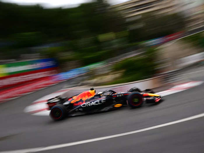 Max Verstappen goes around the iconic hairpin turn.