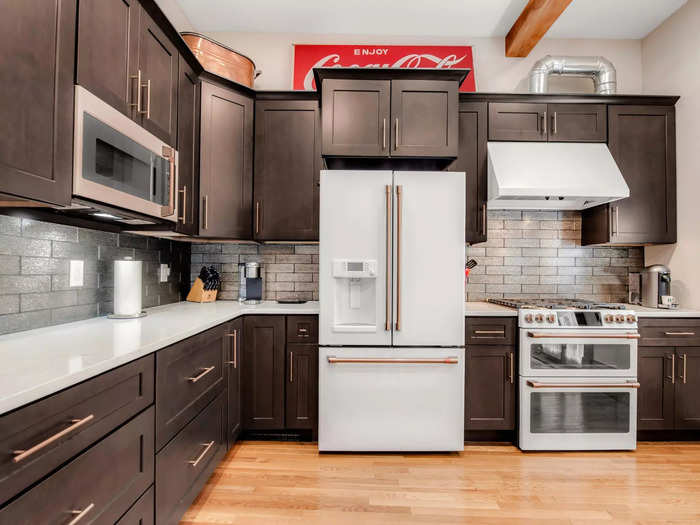 The kitchen features a modern design.