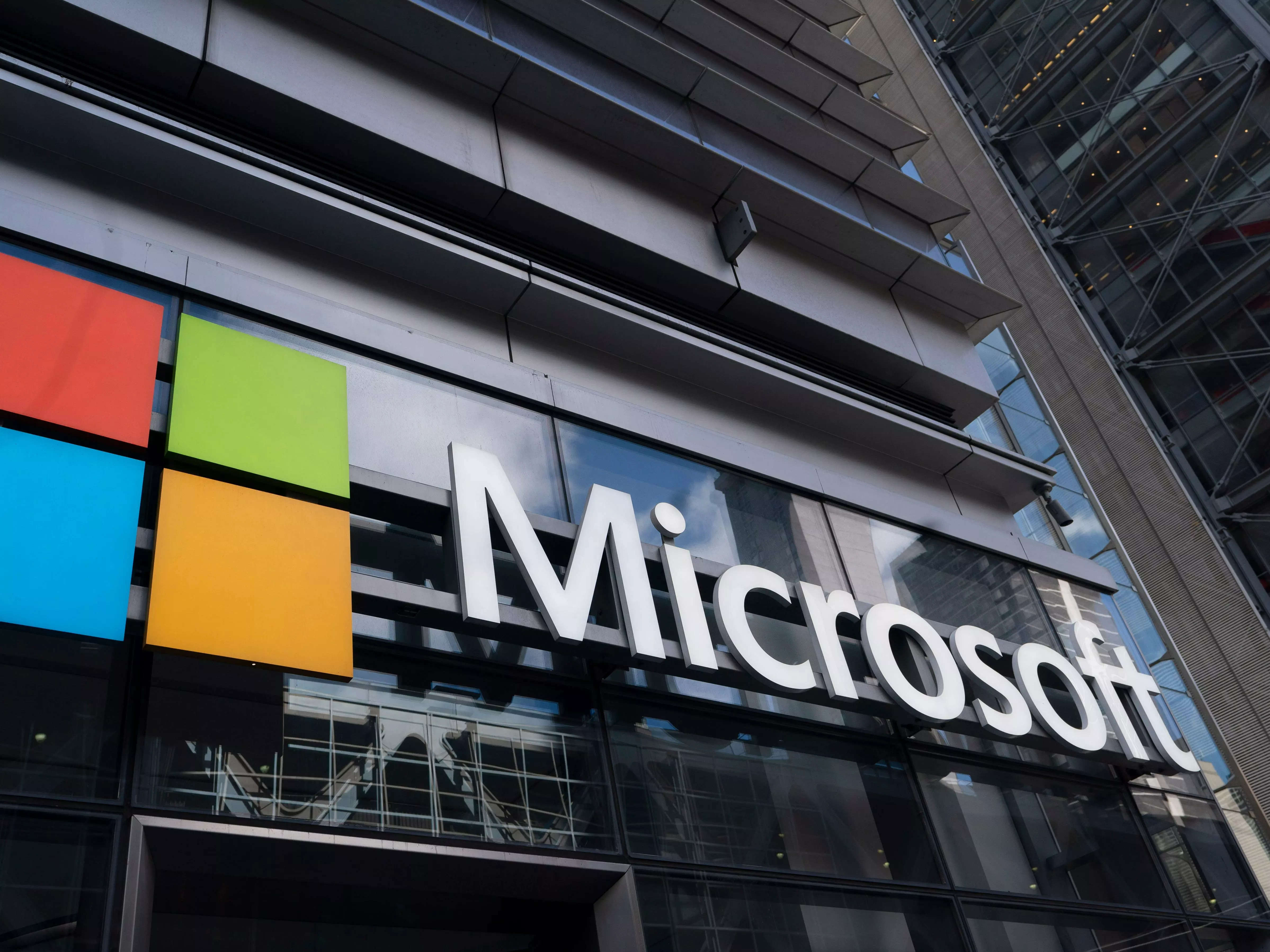 Logo of Microsoft in New York.