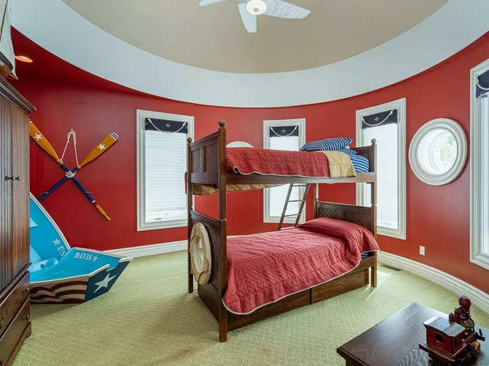 Delp designed a nautical-themed bedroom for his son, which is located in one of the house