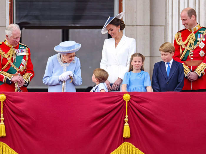 Prince Louis had a private chat with his great-grandmother before leaving the balcony.
