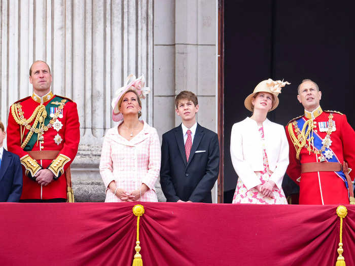 Also seen on the balcony was Prince Edward, Earl of Wessex, along with his wife Sophie, Countess of Wessex, and their children James, Viscount Severn, and Lady Louise Windsor.