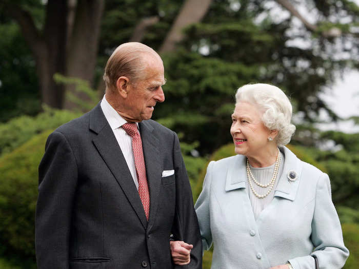 Queen Elizabeth is pictured here with her husband, Prince Philip, to commemorate their 60th wedding anniversary.