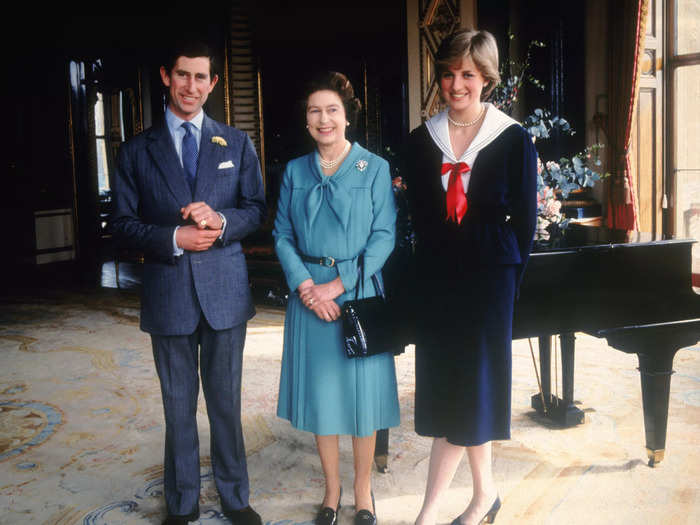 Queen Elizabeth is pictured here in March 1981 with Prince Charles and Diana Spencer shortly after the young couple announced their engagement.