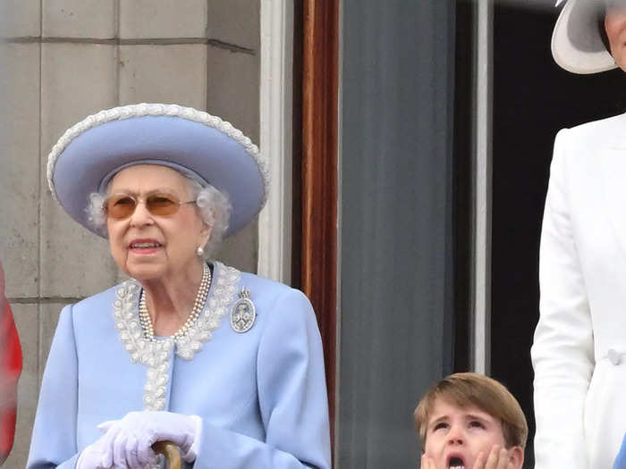 Louis had a look of horror on his face as he watched the planes fly by with the Queen.