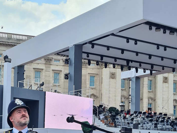 While my view was slightly blocked by the police officers in front of me, I was much closer to the palace balcony than I had even anticipated getting.