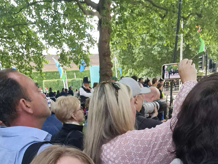 I found a spot near the end of the parade route, and waited there until the parade began shortly after 10 a.m. While it was a long wait, the crowd was cheerful, and some people spontaneously started singing the national anthem.