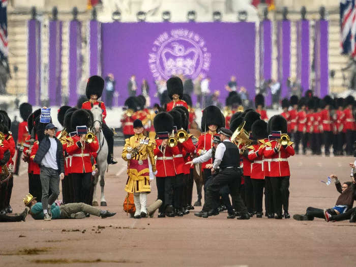 Protesters were arrested during Trooping the Colour for trying to interrupt the parade.