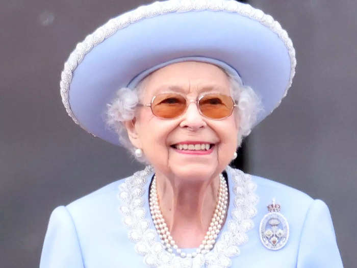 Queen Elizabeth also sported her diamond Brigade of Guards Brooch, which she wears to every Trooping the Colour.