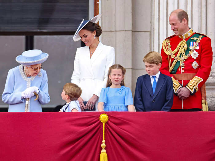 Prince Harry and Meghan Markle were noticeably absent from the Buckingham Palace balcony.