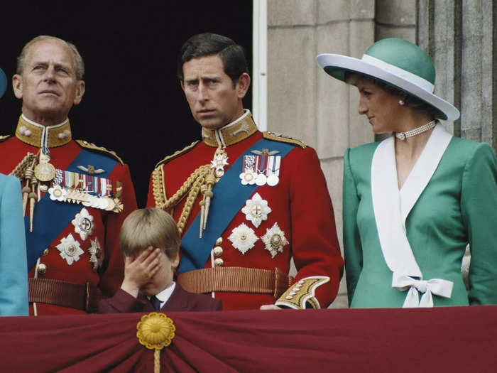 At the same parade, Prince William caused a stir by covering his face in apparent exasperation.