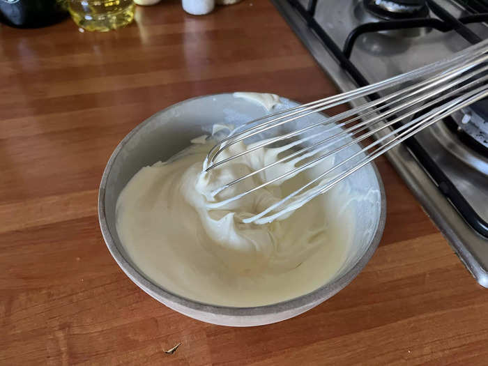 For the heavy cream, whip it until it reaches soft peaks.