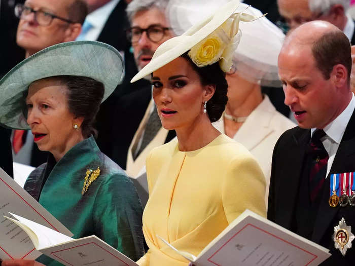 Kate Middleton was seated between Princess Anne and Prince William inside the cathedral.