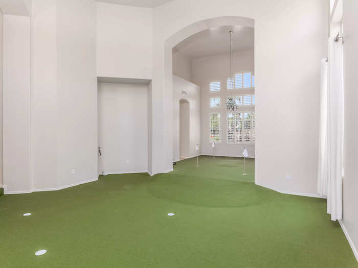 Funke said that in 2016, Southwest Greens of the Valley installed the putting green downstairs in less than a week, adding that it cost Brodie $7,000.