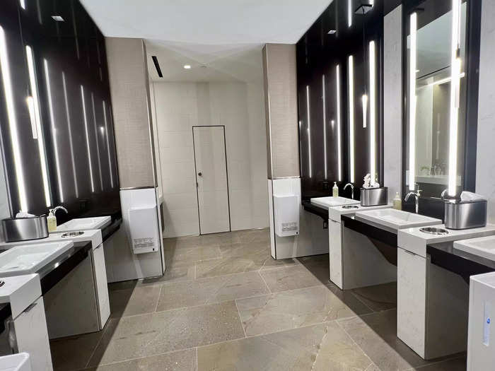 There are plenty of bathrooms in the lounge, which can be opened via a motion sensor…